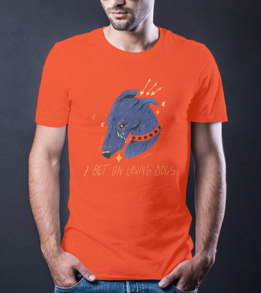 Galactix I Bet On Losing Dogs Blue Greyhound With Stars And Arrows T-Shirt