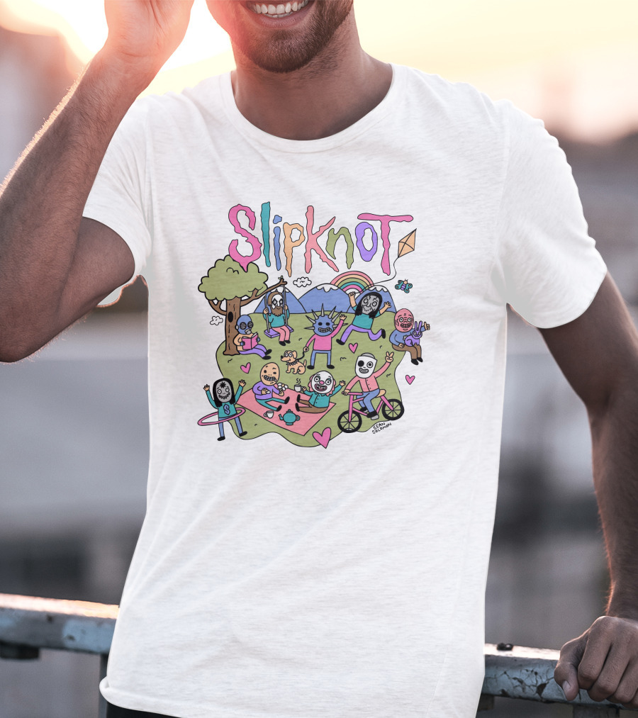 Slipknot Cute Cartoon Characters Park Scene T-Shirt