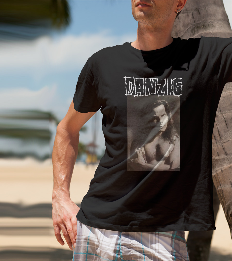 Danzig Glenn Danzig Evil Muscular Black And White Photo T-Shirt