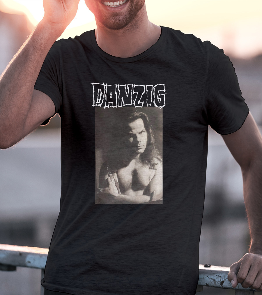 Danzig Glenn Danzig Evil Muscular Black And White Photo T-Shirt