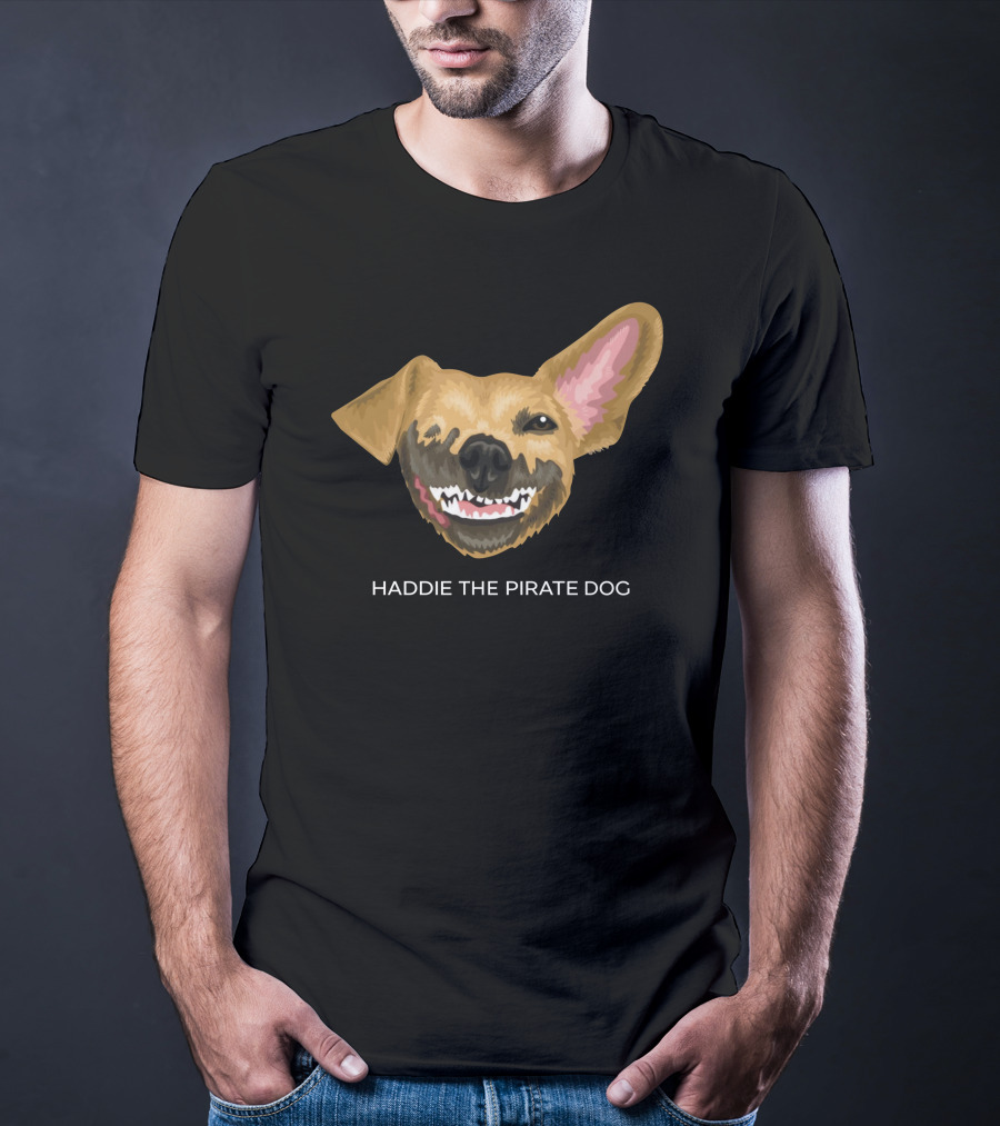 Haddie The Pirate Dog Mischievous Canine With Eye Patch And Toothsome Grin T-Shirt