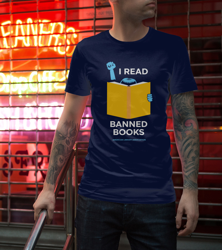 I Read Banned Books Yellow Book Fist American Library Association T-Shirt