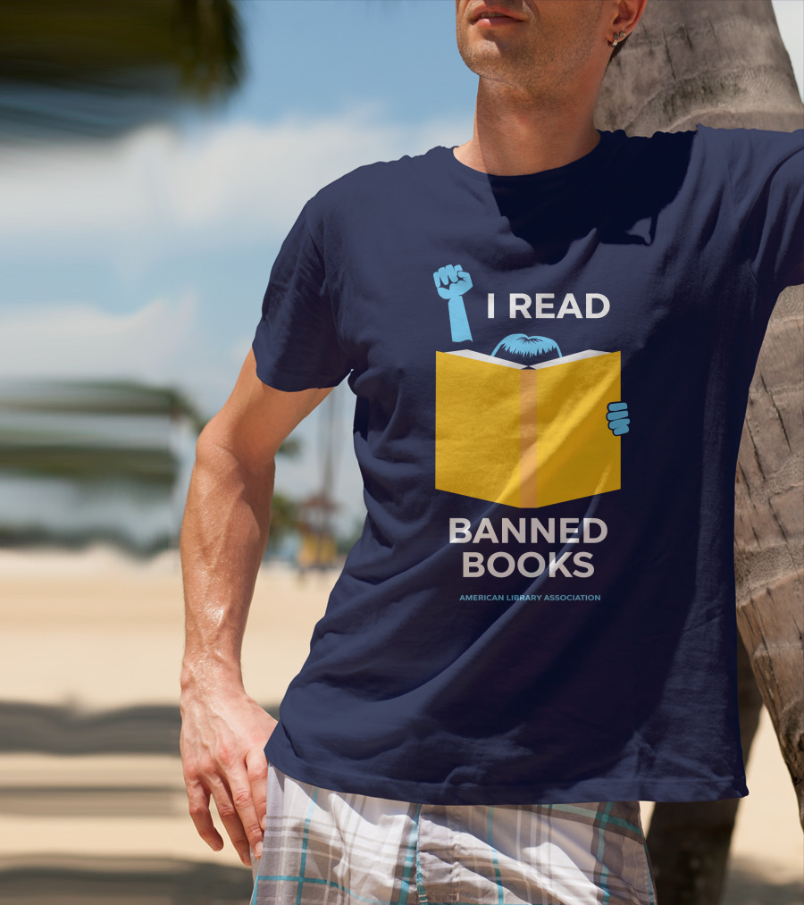 I Read Banned Books Yellow Book Fist American Library Association T-Shirt