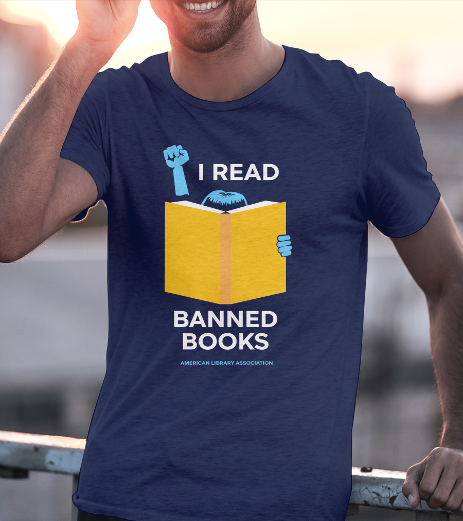 I Read Banned Books Yellow Book Fist American Library Association T-Shirt
