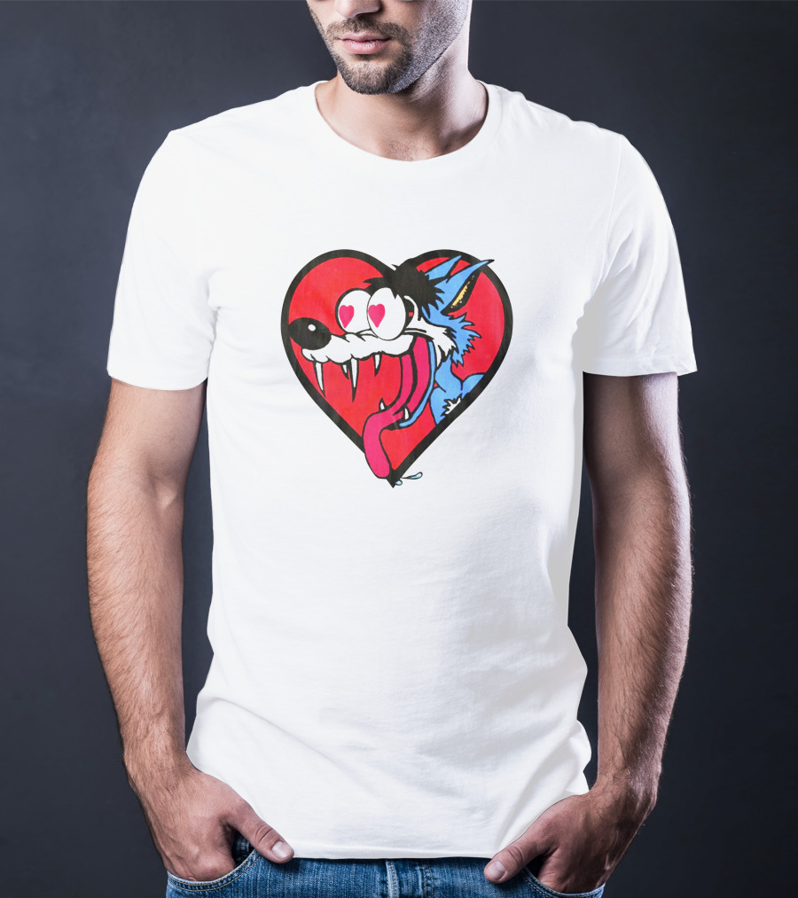 The Jesus Lizard Idiot Heart-Eyed Cartoon Wolf T-Shirt