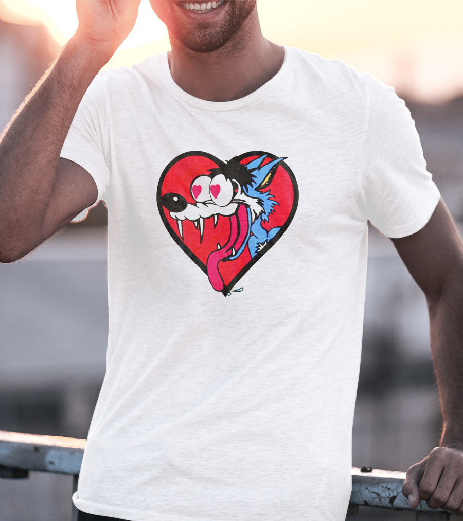 The Jesus Lizard Idiot Heart-Eyed Cartoon Wolf T-Shirt