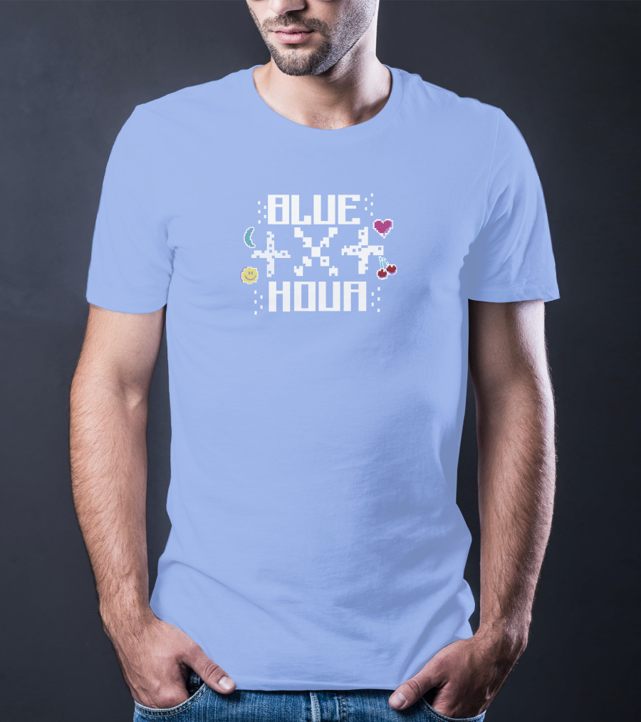 Liam Mcewan Blue Hour Pixel Art Design With Heart Moon Sun And Cherries T-Shirt