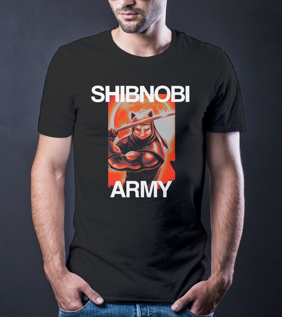 Shibnobi Army Shib Nobi Warrior Ninja Cat Moon T-Shirt