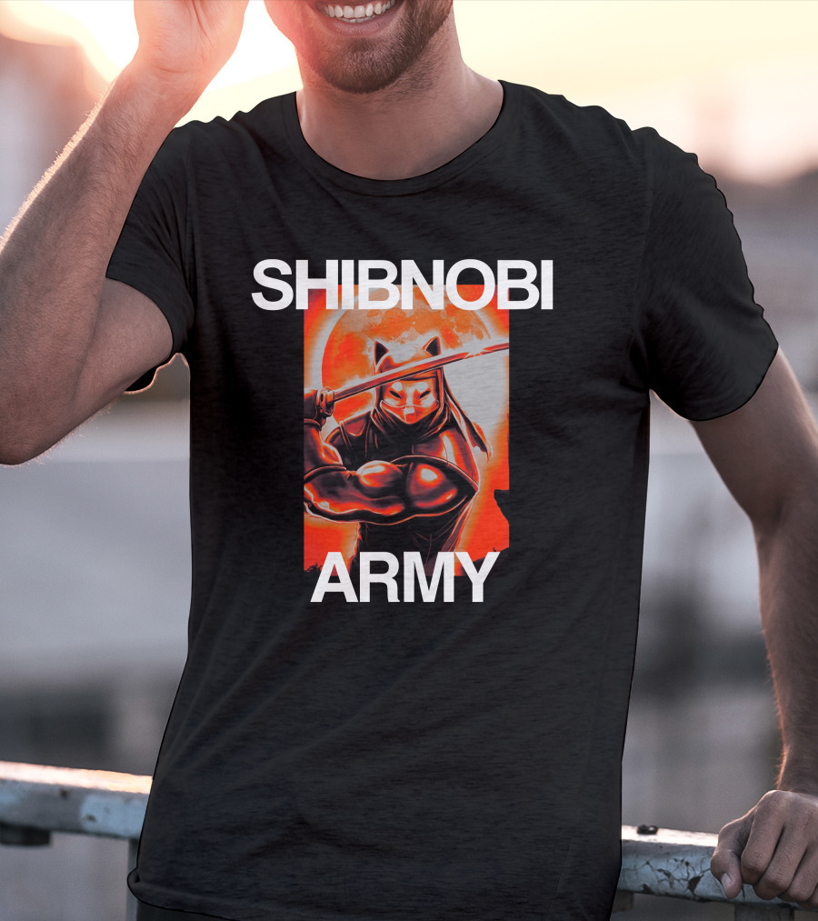 Shibnobi Army Shib Nobi Warrior Ninja Cat Moon T-Shirt