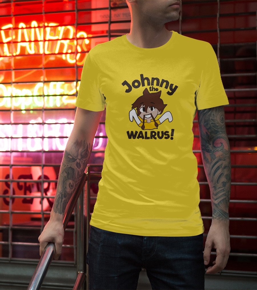 Johnny The Walrus Daily Wire Cartoon Character Yellow Background T-Shirt