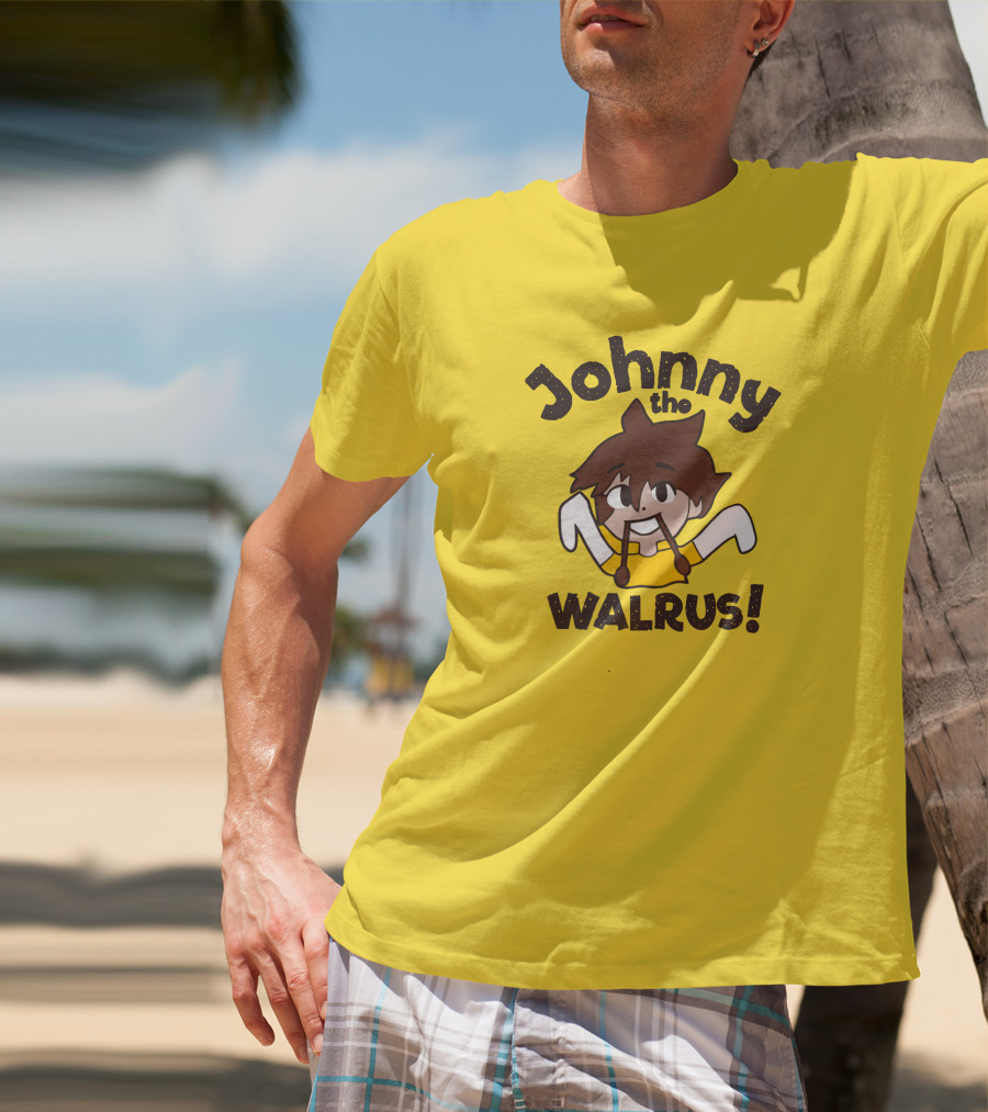 Johnny The Walrus Daily Wire Cartoon Character Yellow Background T-Shirt