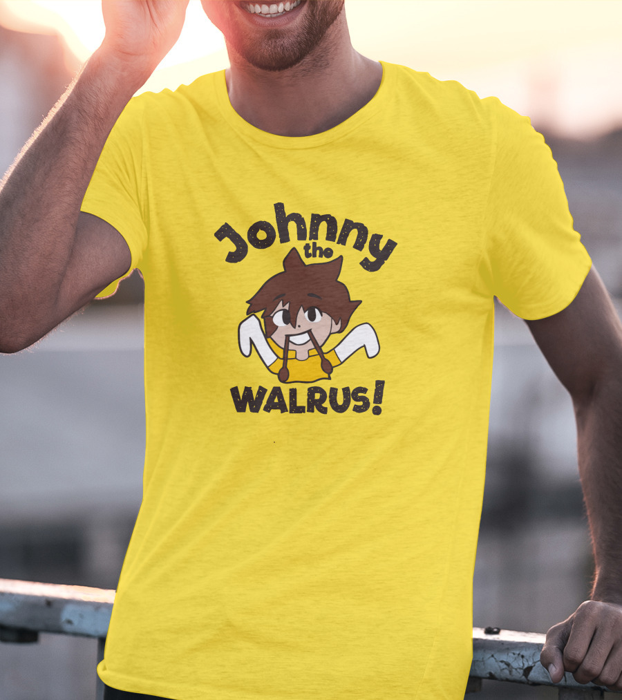 Johnny The Walrus Daily Wire Cartoon Character Yellow Background T-Shirt