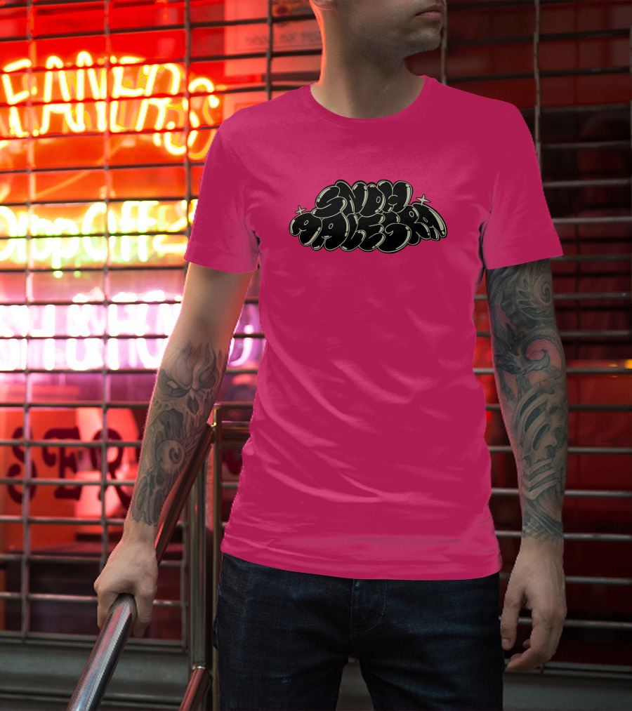 Snoh Aalegra Bold Bubble Lettering On Bright Pink Background T-Shirt