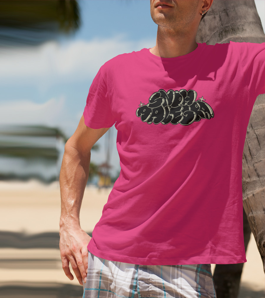 Snoh Aalegra Bold Bubble Lettering On Bright Pink Background T-Shirt