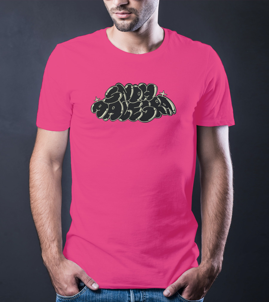 Snoh Aalegra Bold Bubble Lettering On Bright Pink Background T-Shirt
