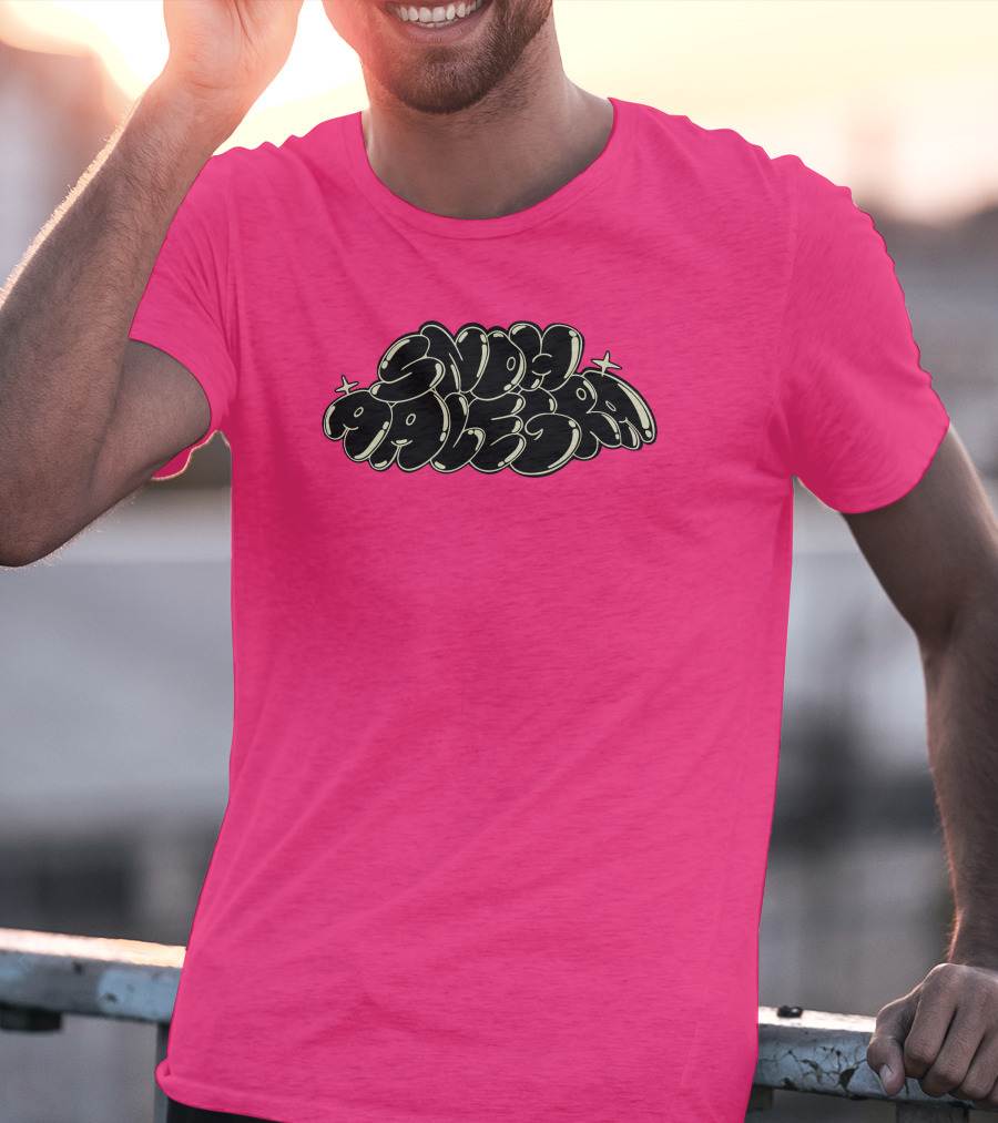 Snoh Aalegra Bold Bubble Lettering On Bright Pink Background T-Shirt