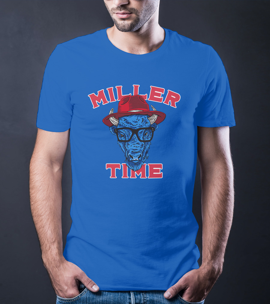 Miller Time Buffalo Red Hat Glasses Blue Buffalo T-Shirt