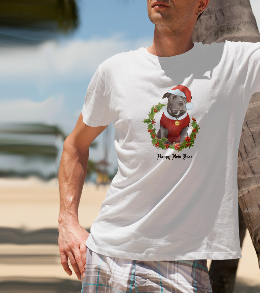 Santa Dog Happy New Year T-Shirt