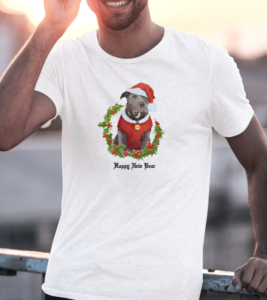 Santa Dog Happy New Year T-Shirt
