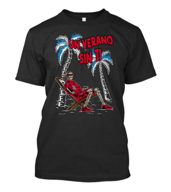 Bad Bunny Un Verano Sin Ti Skeleton On Lounge Chair With Palm Trees T-Shirt