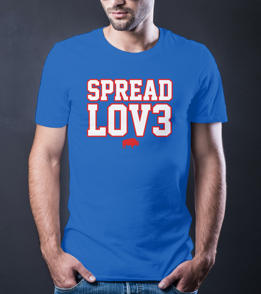 Spread Lov3 Buffalo Red Outline With Buffalo T-Shirt