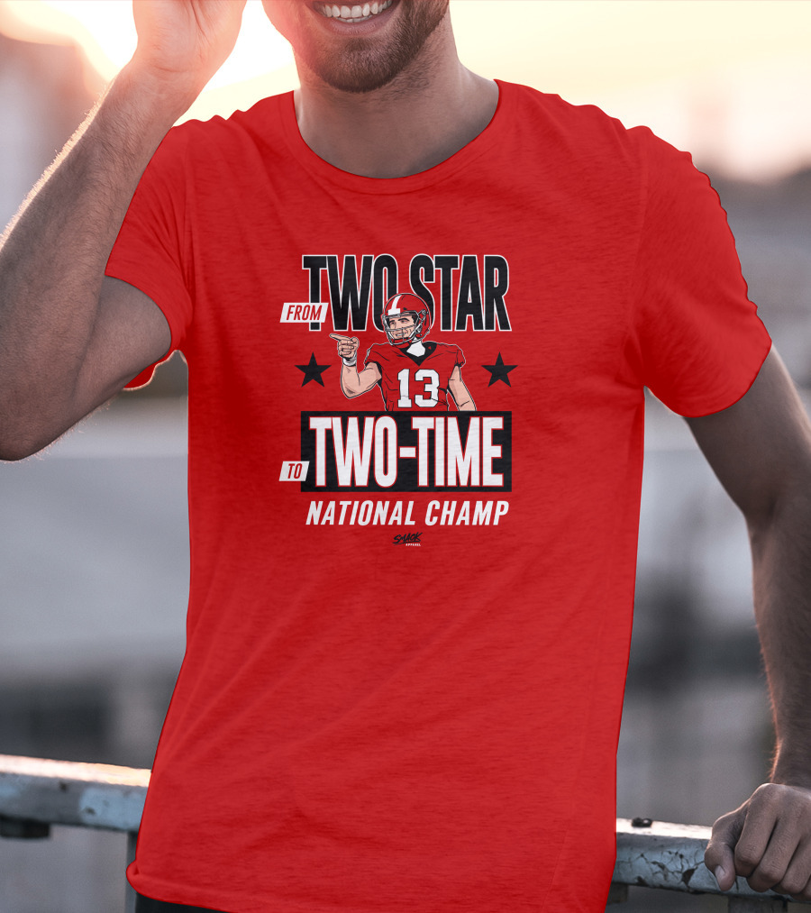 From Two Star To Two-Time National Champ Football Player Number 13 T-Shirt