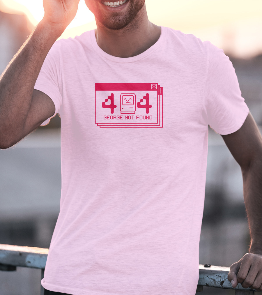 Georgenotfound 404 Error Crying Computer Pink T-Shirt