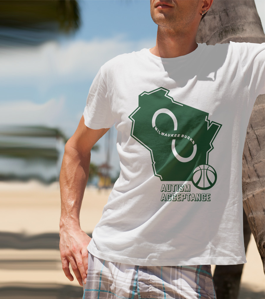 Milwaukee Bucks Autism Acceptance Infinity Symbol Basketball T-Shirt