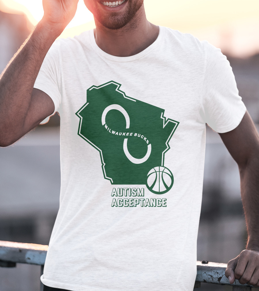 Milwaukee Bucks Autism Acceptance Infinity Symbol Basketball T-Shirt