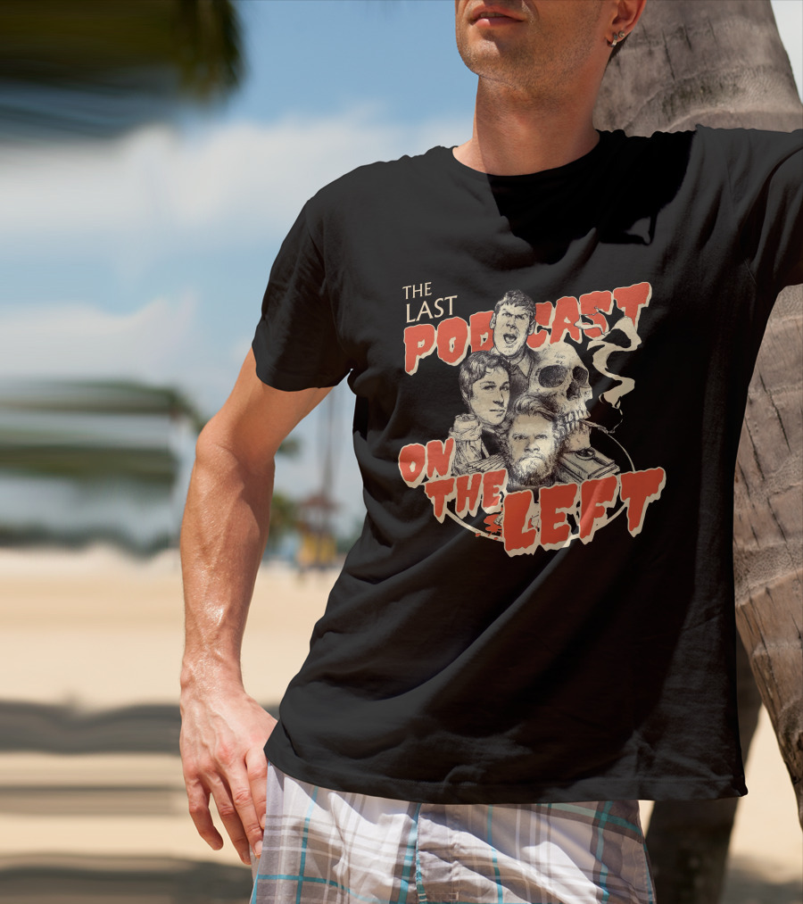 The Last Podcast On The Left Classic Logo With Illustrations And Skull T-Shirt