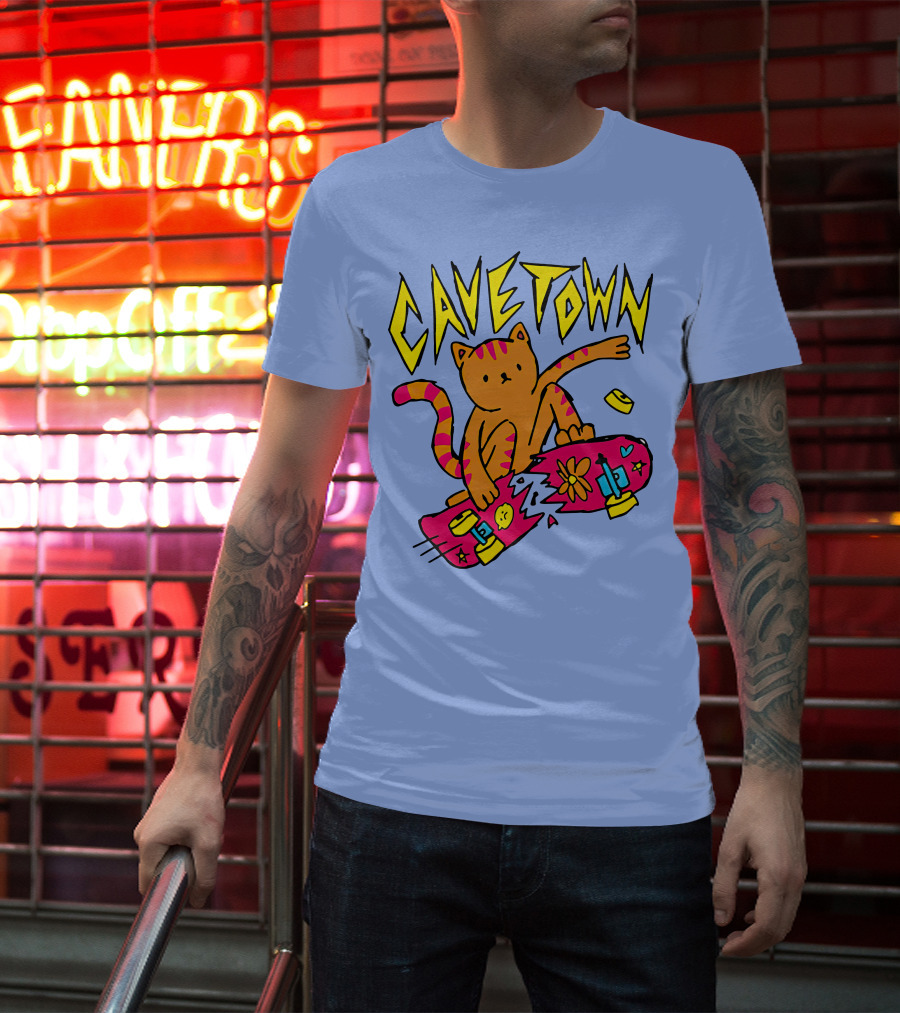 Cavetown Cat Skateboard Fun T-Shirt