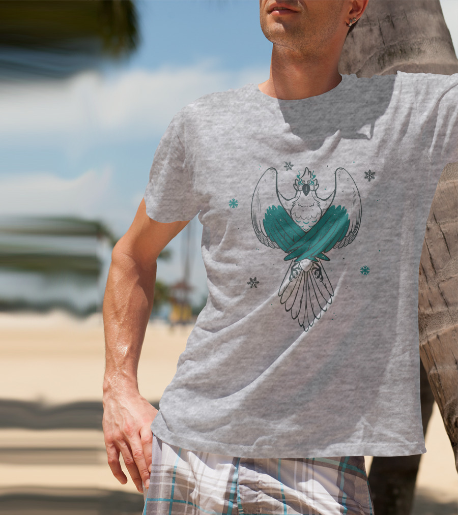 Jaiden Animations Bird With Teal Wings And Snowflakes T-Shirt