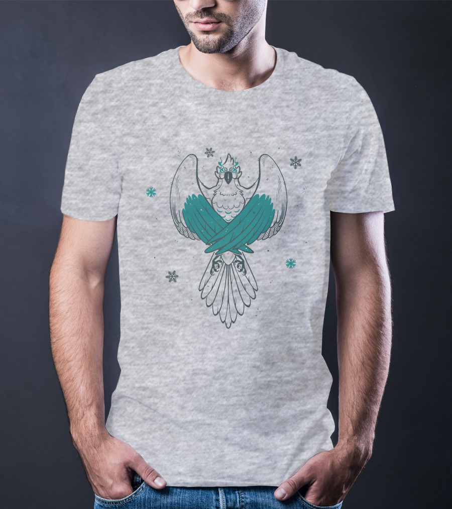 Jaiden Animations Bird With Teal Wings And Snowflakes T-Shirt