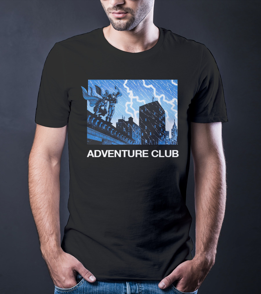 ADVENTURE CLUB Cityscape Superhero Lightning Scene T-Shirt