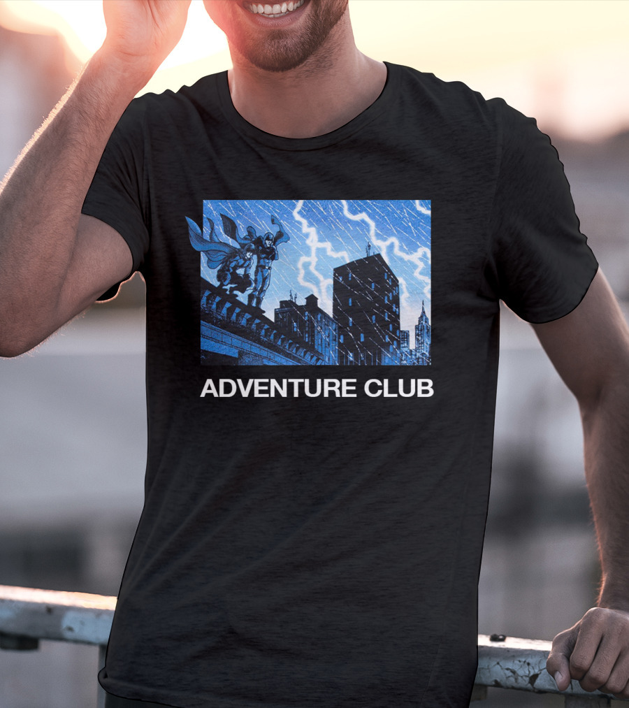 ADVENTURE CLUB Cityscape Superhero Lightning Scene T-Shirt