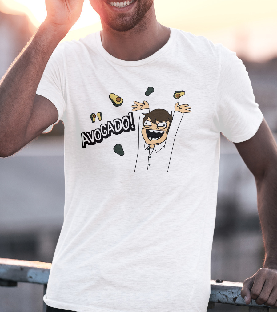 AVOCADO Enthusiastic Cartoon Celebration With Flying Avocados T-Shirt