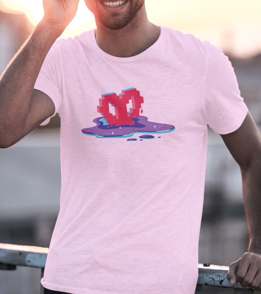 Heart Pixel Art Melting Design Philza Merch T-Shirt