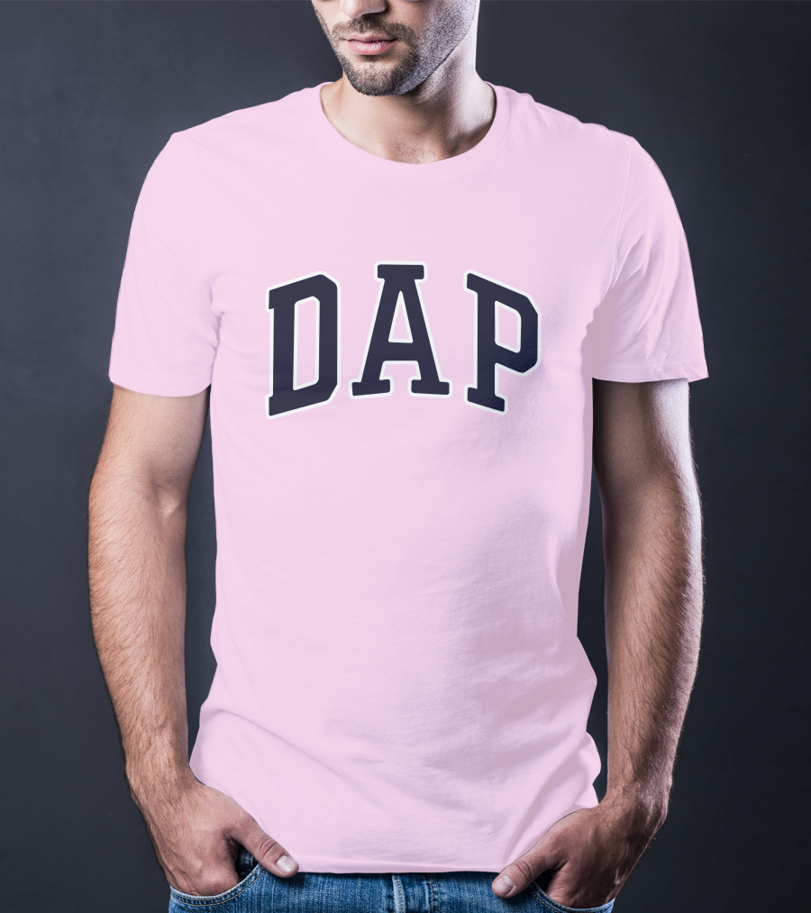 Dap College Style Athletic Lettering Pink Background T-Shirt
