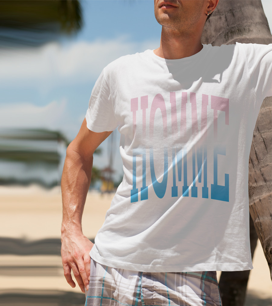 Homme Femme Pink Blue Gradient Text T-Shirt