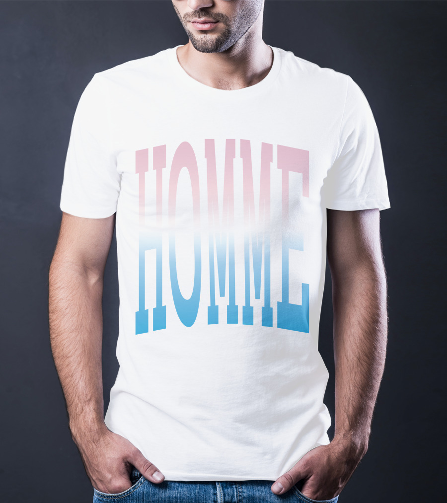 Homme Femme Pink Blue Gradient Text T-Shirt