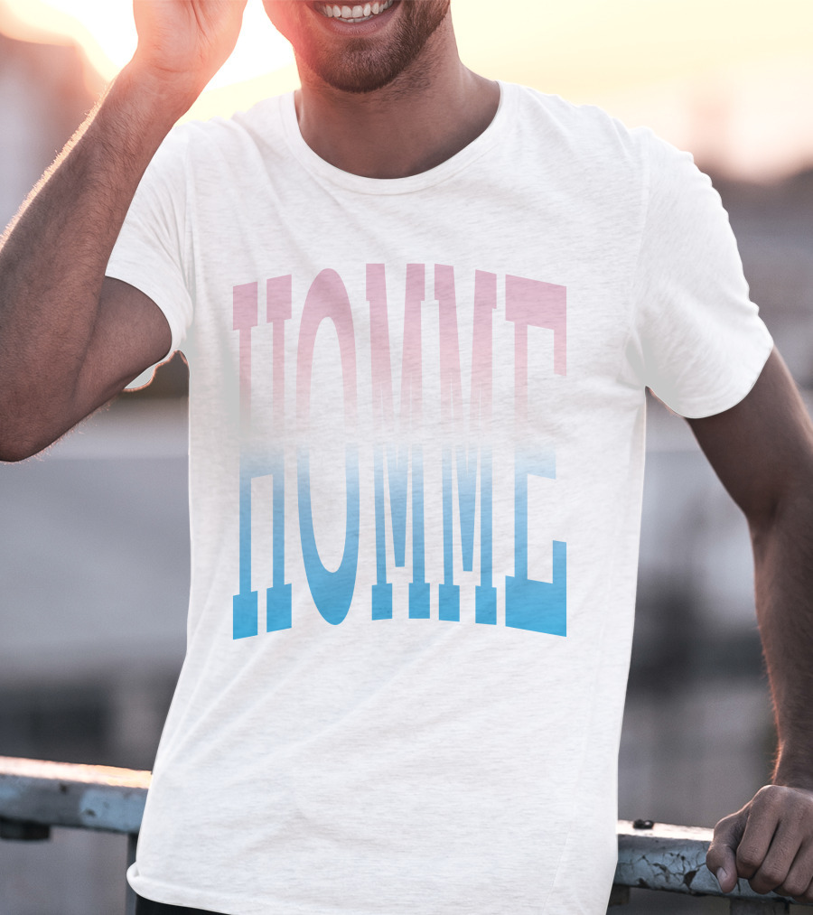 Homme Femme Pink Blue Gradient Text T-Shirt