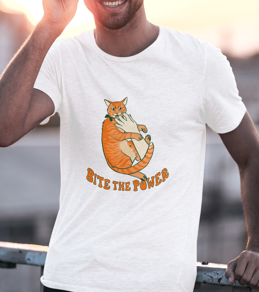 Bite The Power Goblin Criminal Kenny Cat Biting Hand T-Shirt