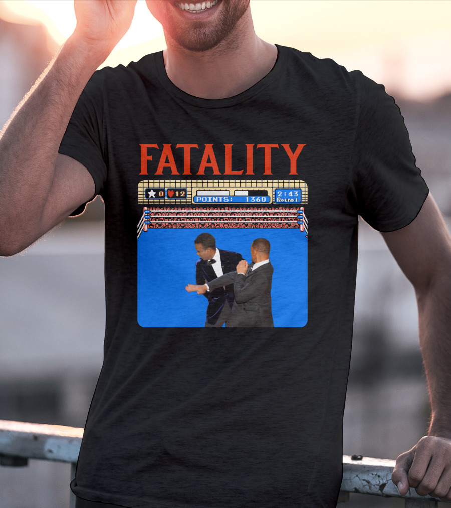 Fatality Will Smith Slaps Chris Rock Oscars Stage Video Game T-Shirt