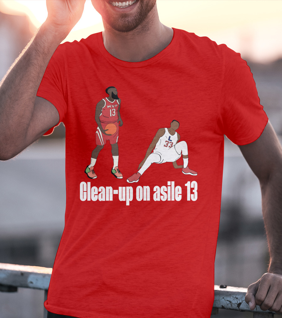 Clean-Up On Asile 13 MVP Number 13 Basketball Action Scene T-Shirt