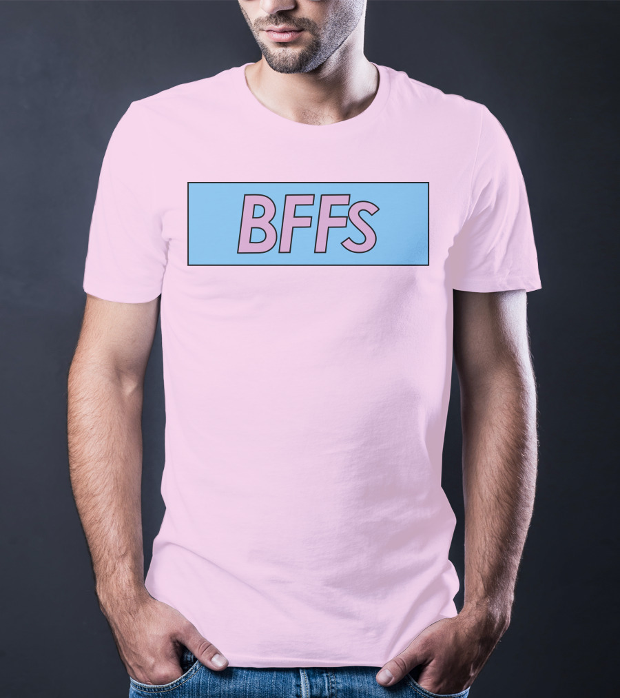 BFFs Podcast Merch Pink And Blue Block Text T-Shirt