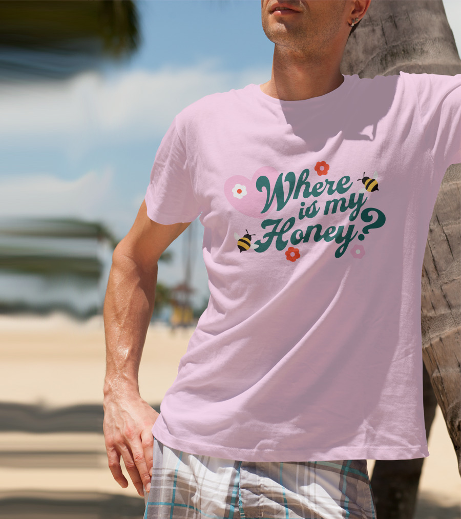 Stephanie Soo Merch Where Is My Honey Cream Bee Heart Floral T-Shirt