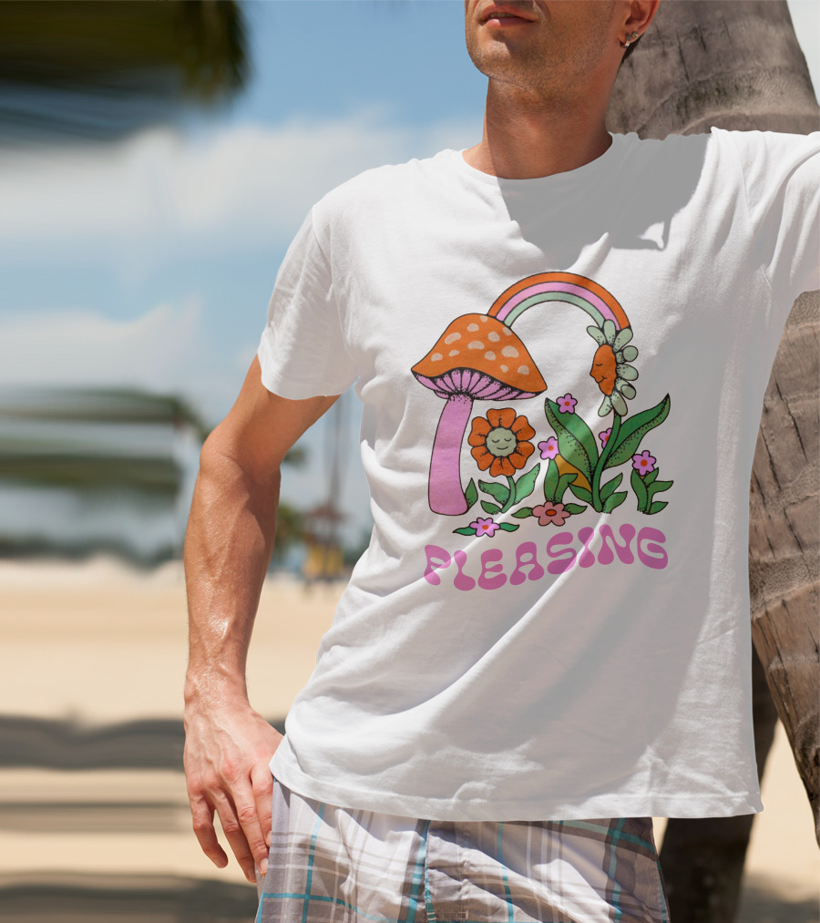 PLEASING Flower Mushroom Rainbow Garden T-Shirt
