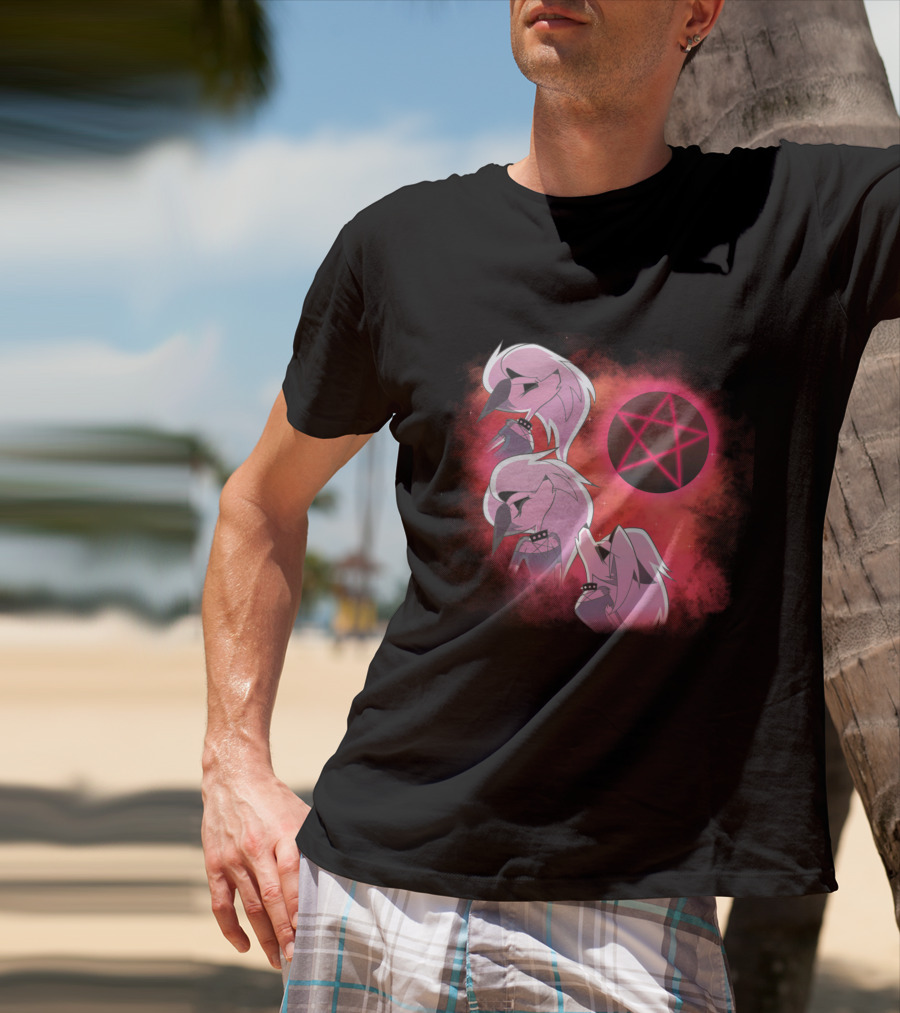 Helluva Boss Loona Trio With Pink Pentagram T-Shirt