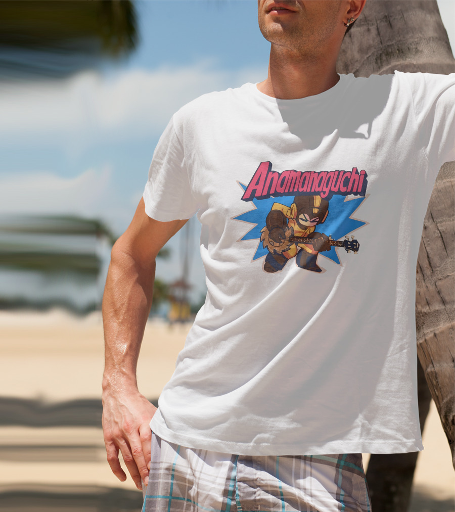 Anamanaguchi Cartoon Character With Guitar T-Shirt