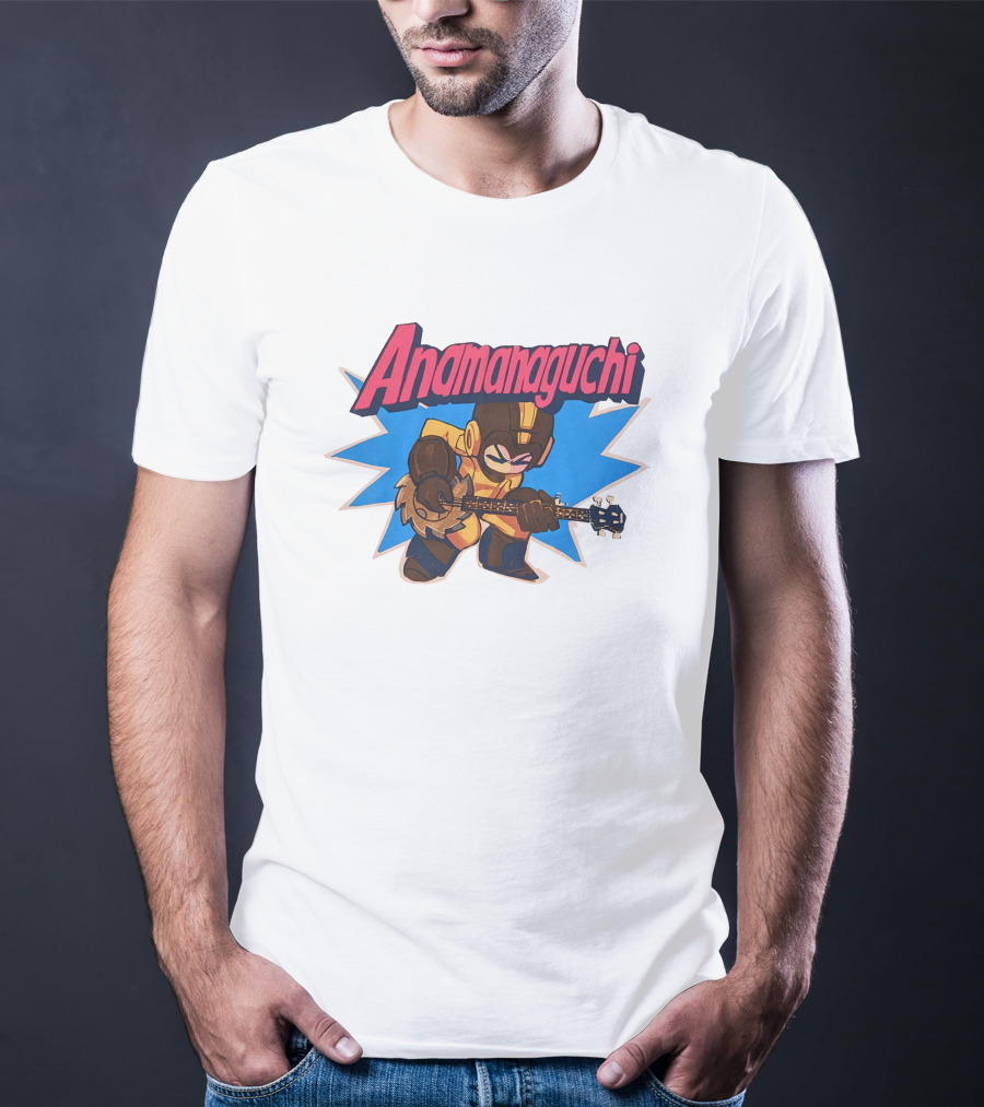 Anamanaguchi Cartoon Character With Guitar T-Shirt